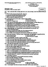 Đề kiểm tra học kì I Địa lí lớp 12 - Mã đề 679 - Năm học 2016-2017 - Trường THPT Nguyễn Hiếu Tự